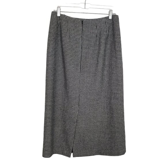Talbots Faux Wrap Midi Skirt 100% Wool Houndstooth Lined Classic Womens Size 12 - Picture 3 of 9